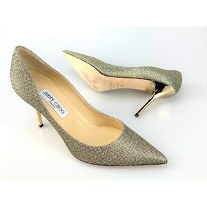 NIB Jimmy Choo Agnes Light Bronze Glitter Pumps Size 39.5
